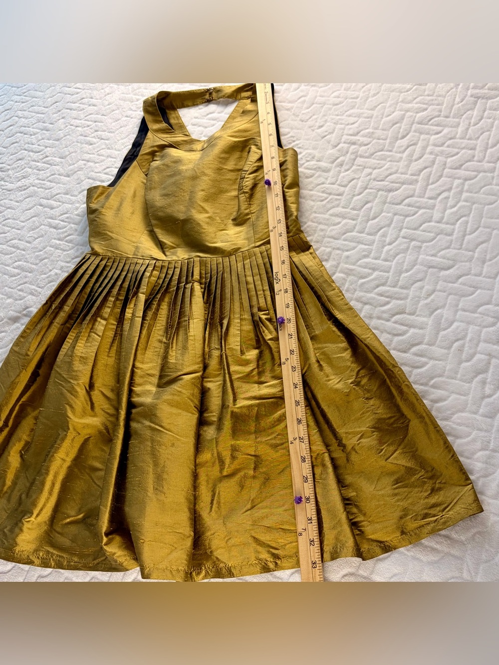 Anthropologie 100% Silk mustard Harlyn Lillie dress Size M with Pockets. - Picture 8 of 11